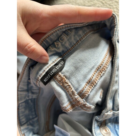 American Eagle Distressed Skinny Jeans Size 4 Regular Light Wash Next Level Stre - Picture 6 of 7